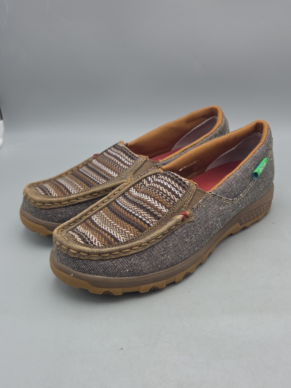 Women's Twisted X Slip-on Driving Moc-Khaki/Grey Multi, Style WXC0006 Women 10